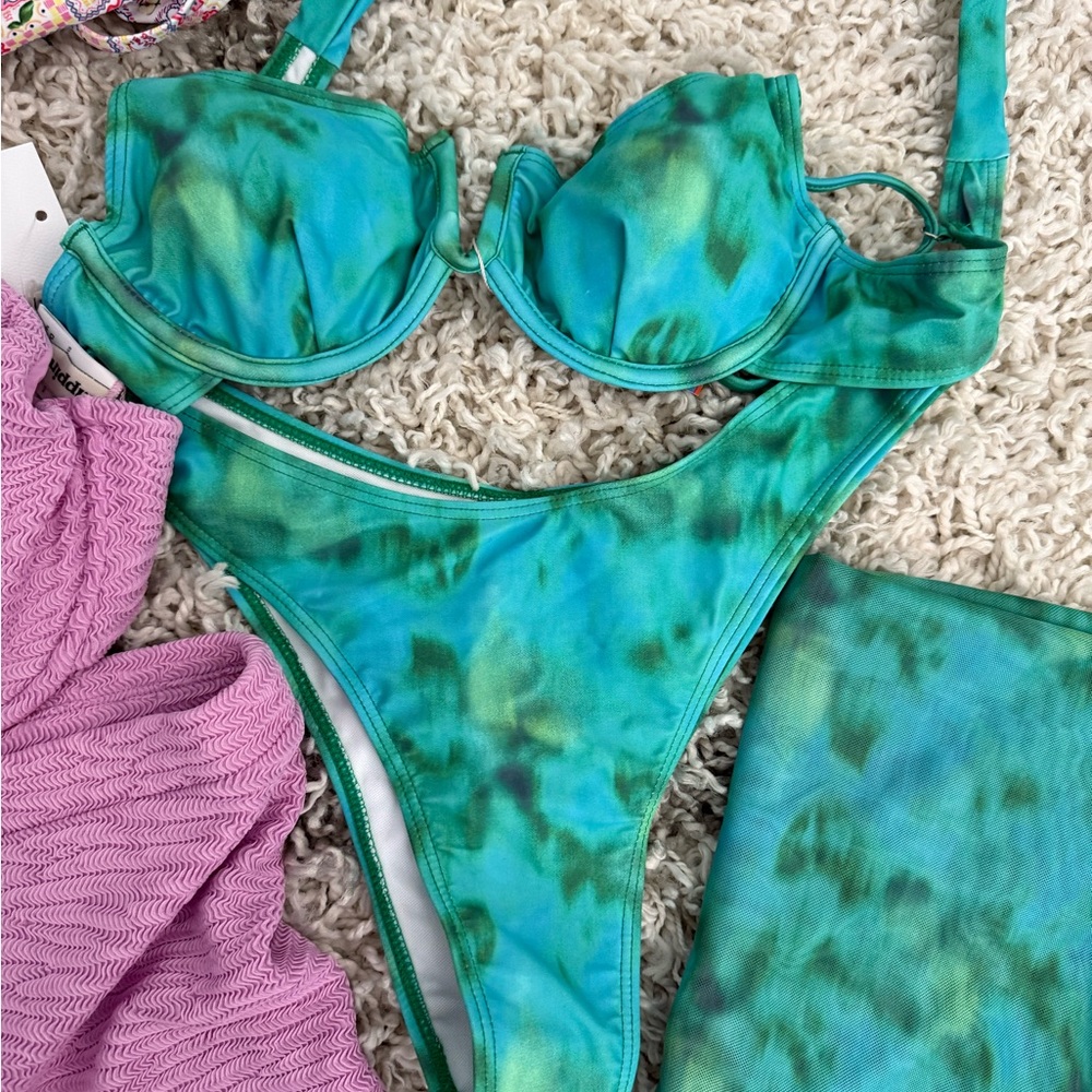 Green Tie-Dye Bikini Set